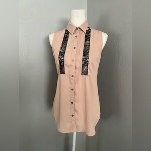 Monteau  Sleeveless Button Down Shirt size L